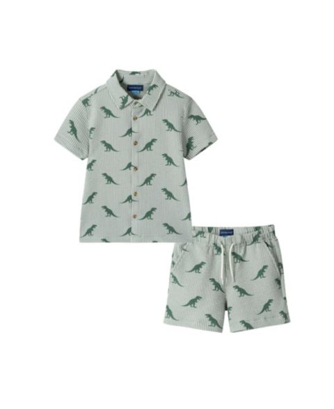 Комплекты Andy & Evan Stripe Dino Short Sleeve Cabana Set для мальчиков, цвет: Зелёный