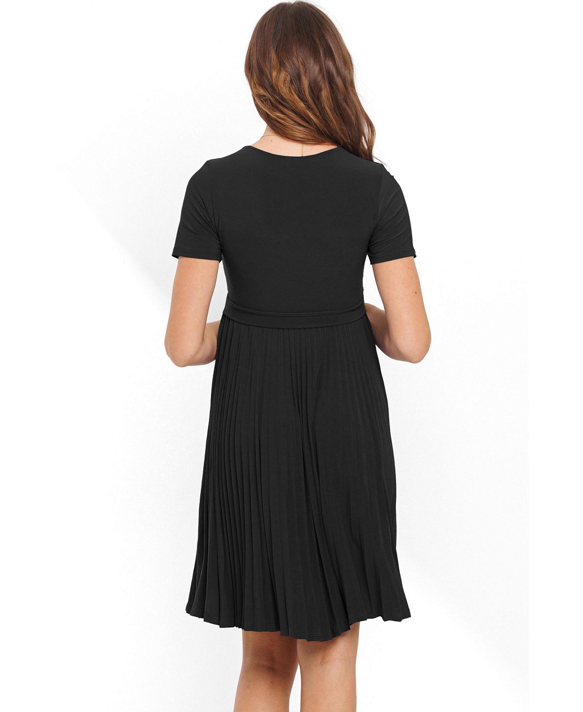 Hello Miz Maternity A-Line Pleated V-Neck Nursing Dress view 3 — MAYCSS fashion products