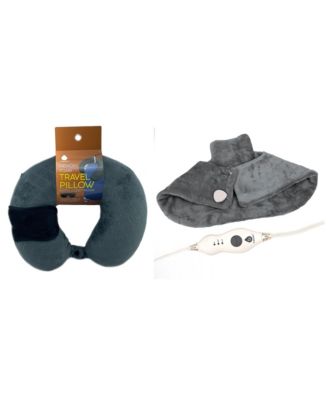 Electric Neck & Shoulder Heating Pad and Memory Foam Travel Pillow