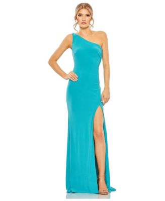Women's Jersey One Shoulder Draped Back Gown