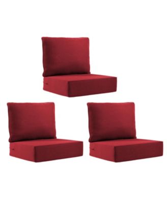 Outdoor Deep Seat Cushion Set, Water-Resistant Patio Furniture Cushions with Removable Cover, Set of 3