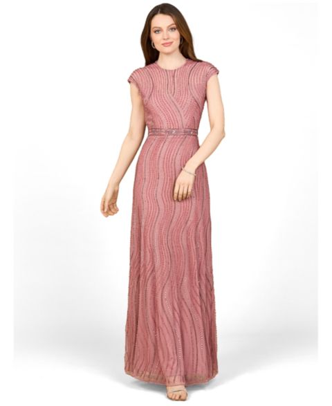 Женская кепка Lara Cap Sleeve, Illusion Neck Beaded Gown, цвет: Пыльный сиреневый