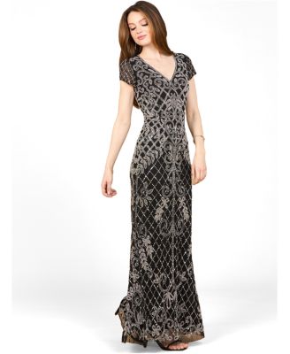 Women's Cap Sleeve Mermaid Beaded Gown