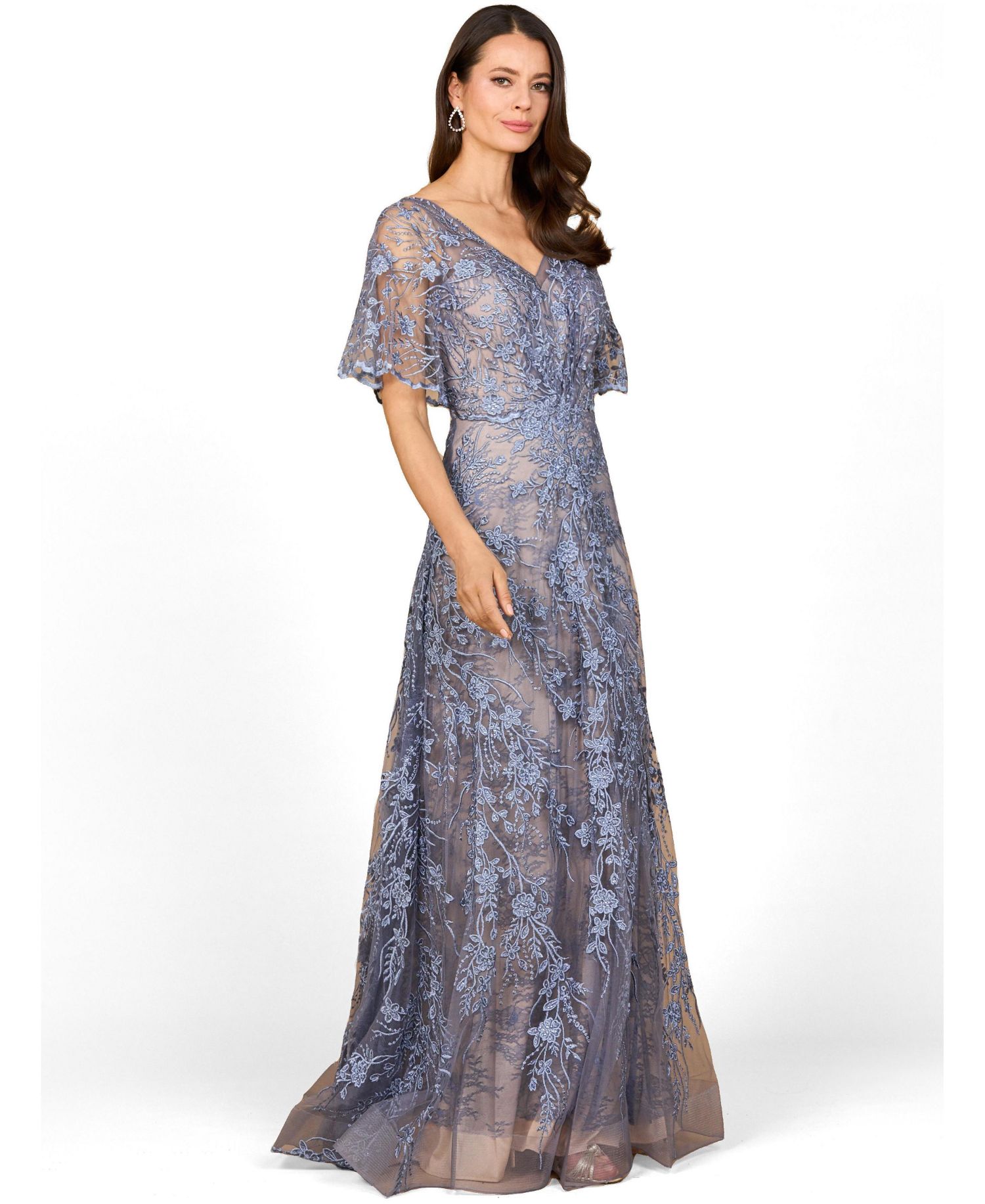 Women's Elegant Cape Sleeve A-line Gown