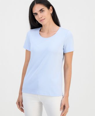 Petite Cotton Scoop-Neck Short-Sleeve Top