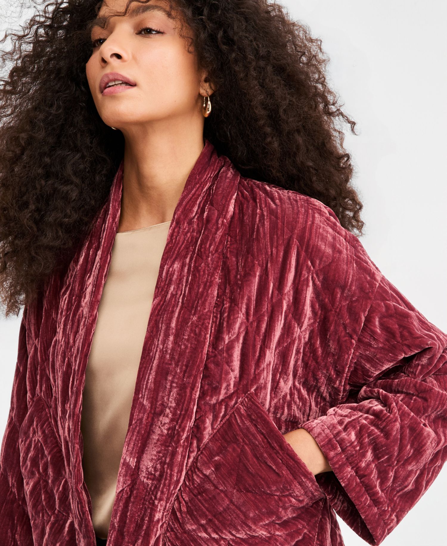 Women's Emmeccesso Quilted Velvet Open-Front Jacket