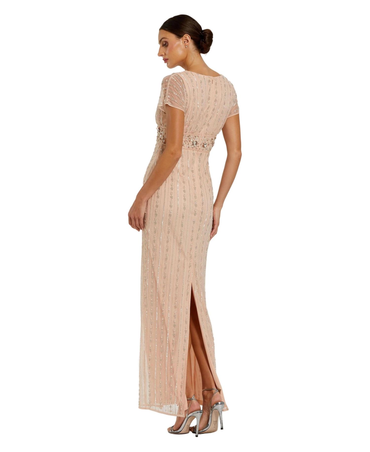 Women’s Sleeveless Beaded Blouson Column Gown
