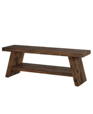 Entryway Shoe Bench with 2-Tier Wooden Shelf Design