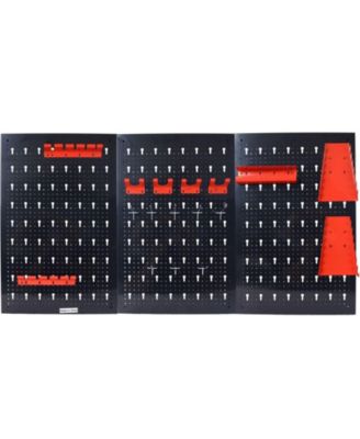 Metal Pegboard 48x24 Garage Tool Organizer Wall Mount with 3pcs 24x16 Black Peg boards and Pegboard Hooks Racks Accessories