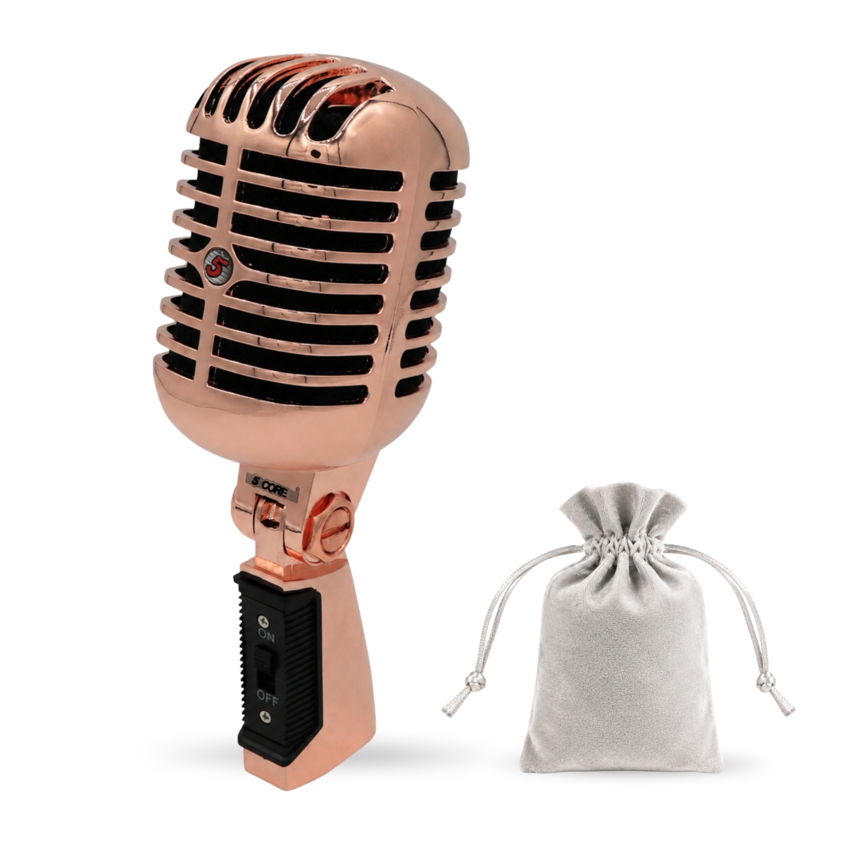 5 Core Retro Dynamic Vocal Iconic Microphone Vintage Style Classic Cardioid Unidirectional Mic - Rose Gold