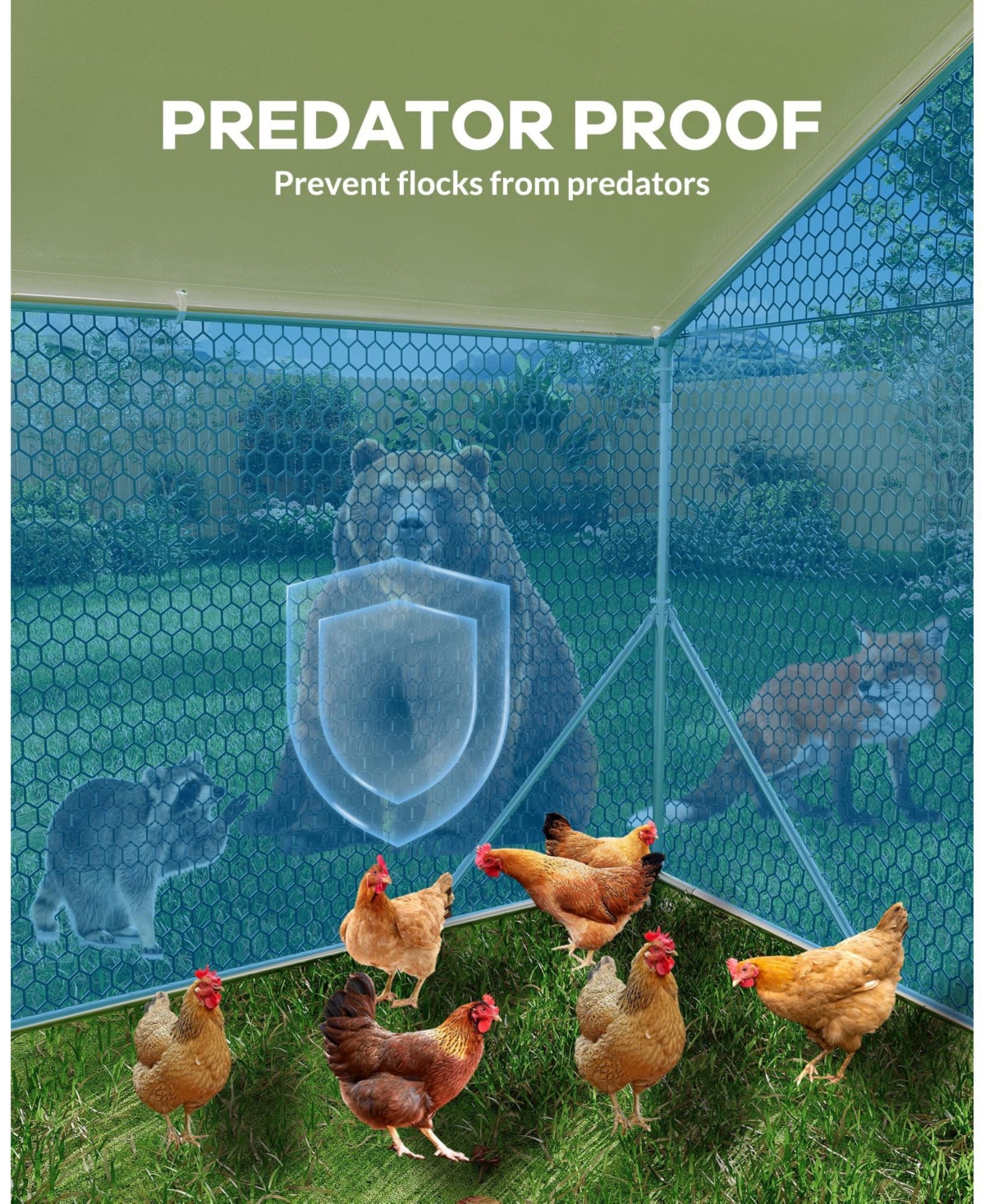 gaomon 13.12'L x 9.84'W x 6.56'H Walk in Chicken Coop, Poultry Cage for Outdoor Storage