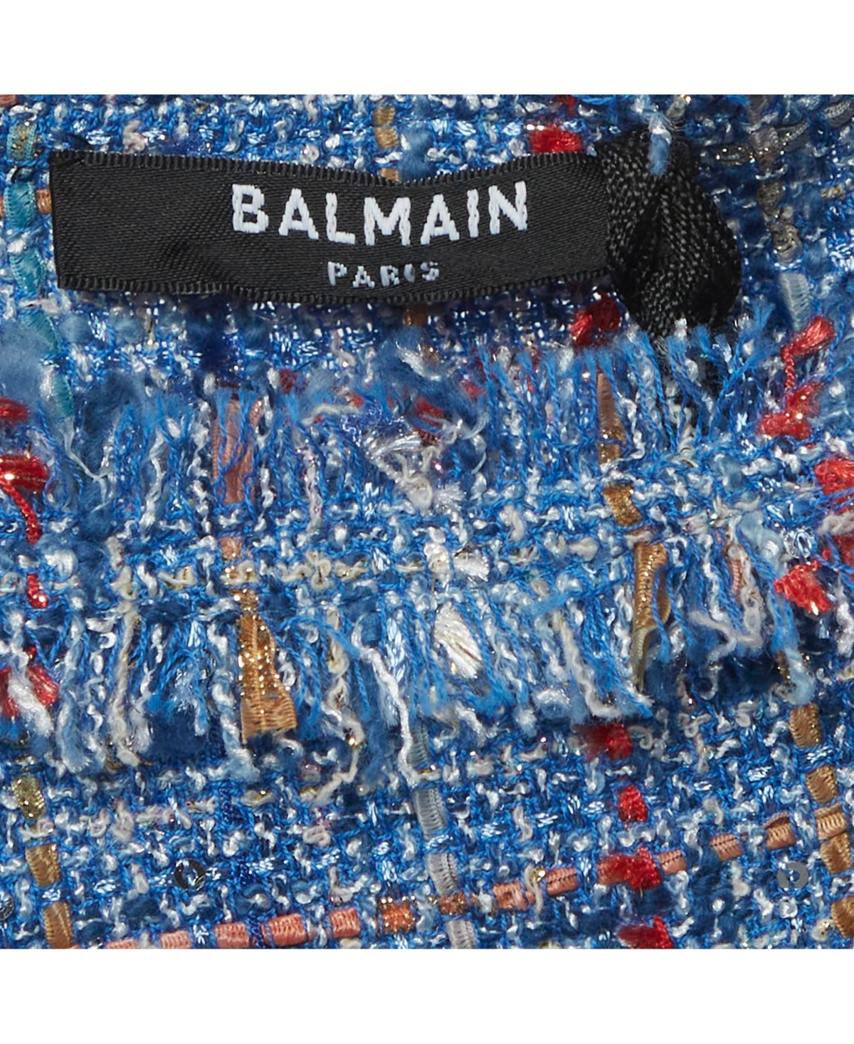 Pre-Owned Balmain Women's Tweed And Denim Sleeveless Top and Mini Skirt Suits