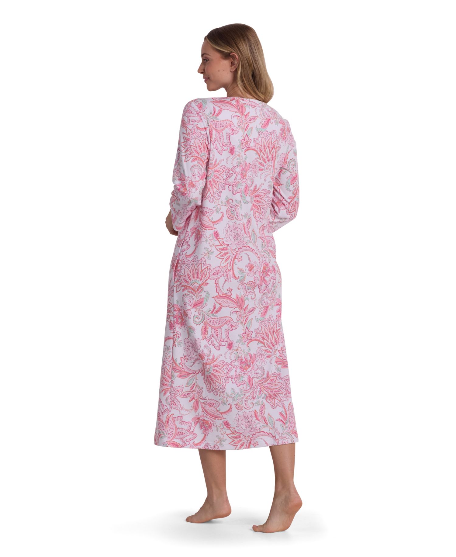Women's Long-Sleeve Printed Long Zip Robe