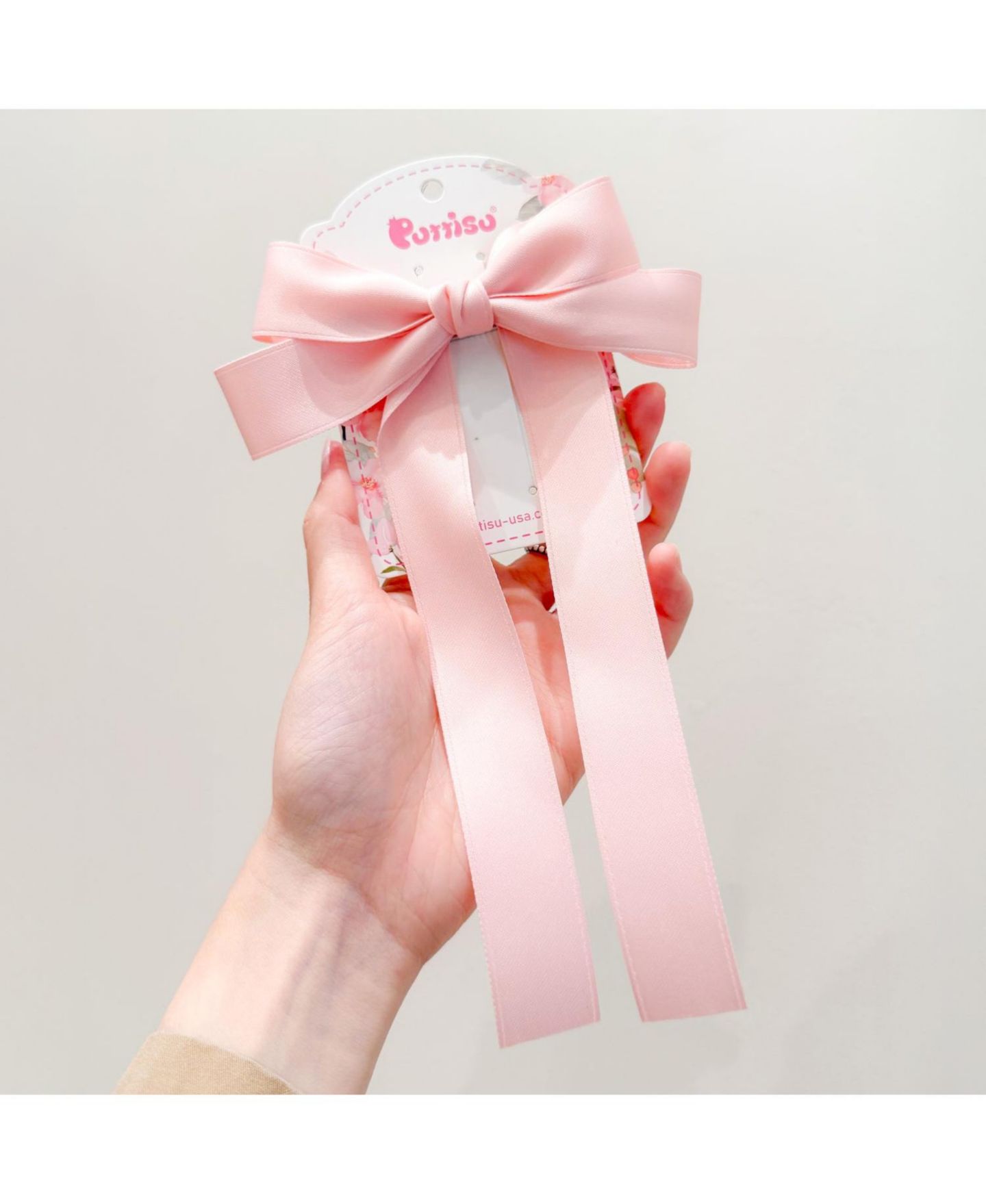 Аксессуары для волос Puttisu Classic Long Ribbon Bow Clip Gift Set для девочек, цвет: Пудровый розовый — фото 4