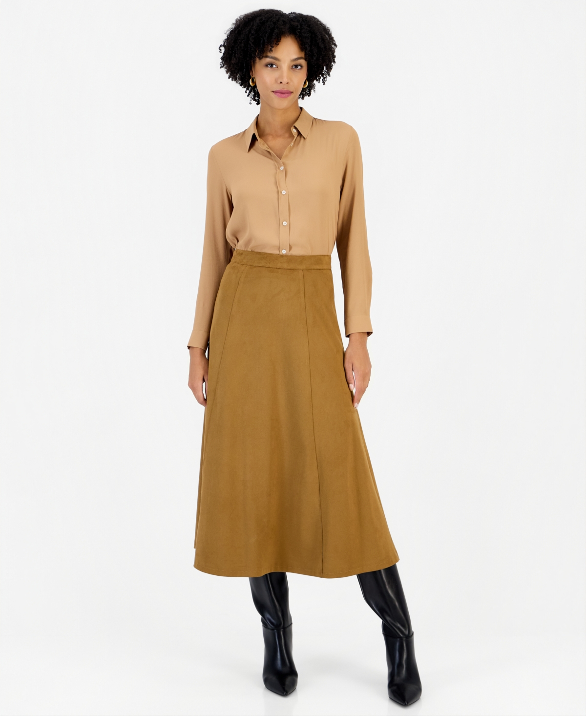 Emme Marella Women's Emmsamba High-waisted A-line Midi Skirt In Cognac