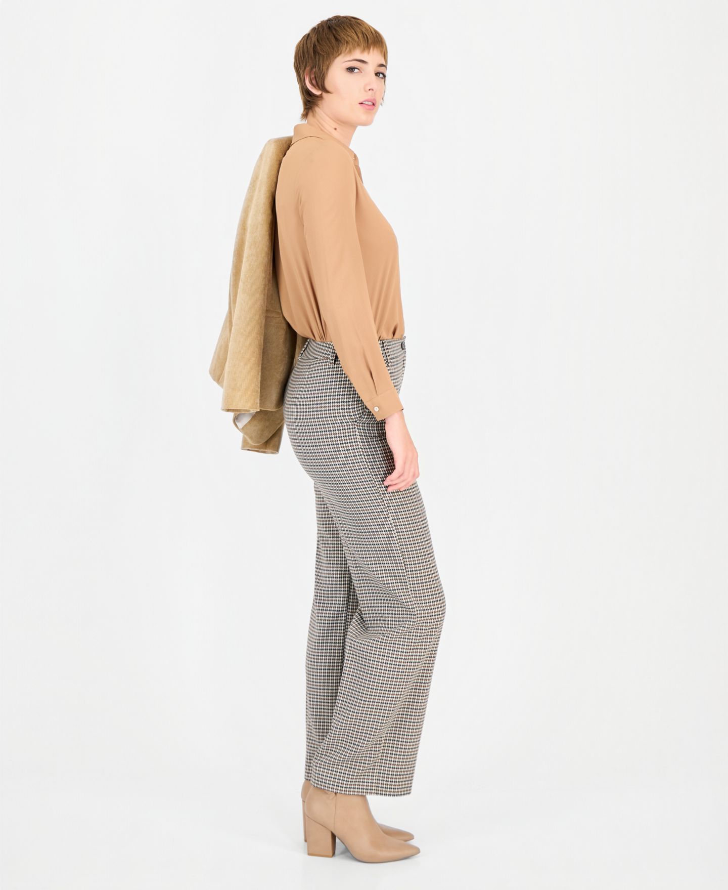 Женские брюки Emme Marella Emmamato Houndstooth Straight-Leg Viscose-Blend, цвет: Белый — фото 2