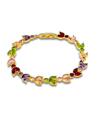 Marquise Cubic Zirconia Alternating in Red, Pink, Green, Champagne, and Purple Stones Bracelet