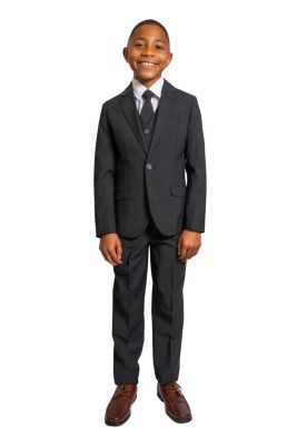 Big Boys Luxor Slim Fit Wool Blend 5-Piece Shirt, Tie, Jacket, Vest and Pants Suit Set