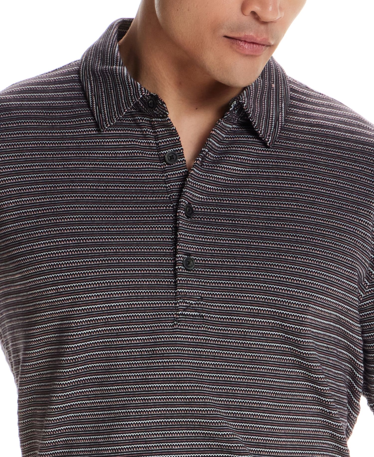 Men's Short-Sleeve Jacquard Stripe Polo Shirt