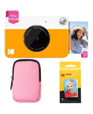 Printomatic Instant Print Camera Bundle with Pink Soft Case and 20-Pack Zink Photo Paper