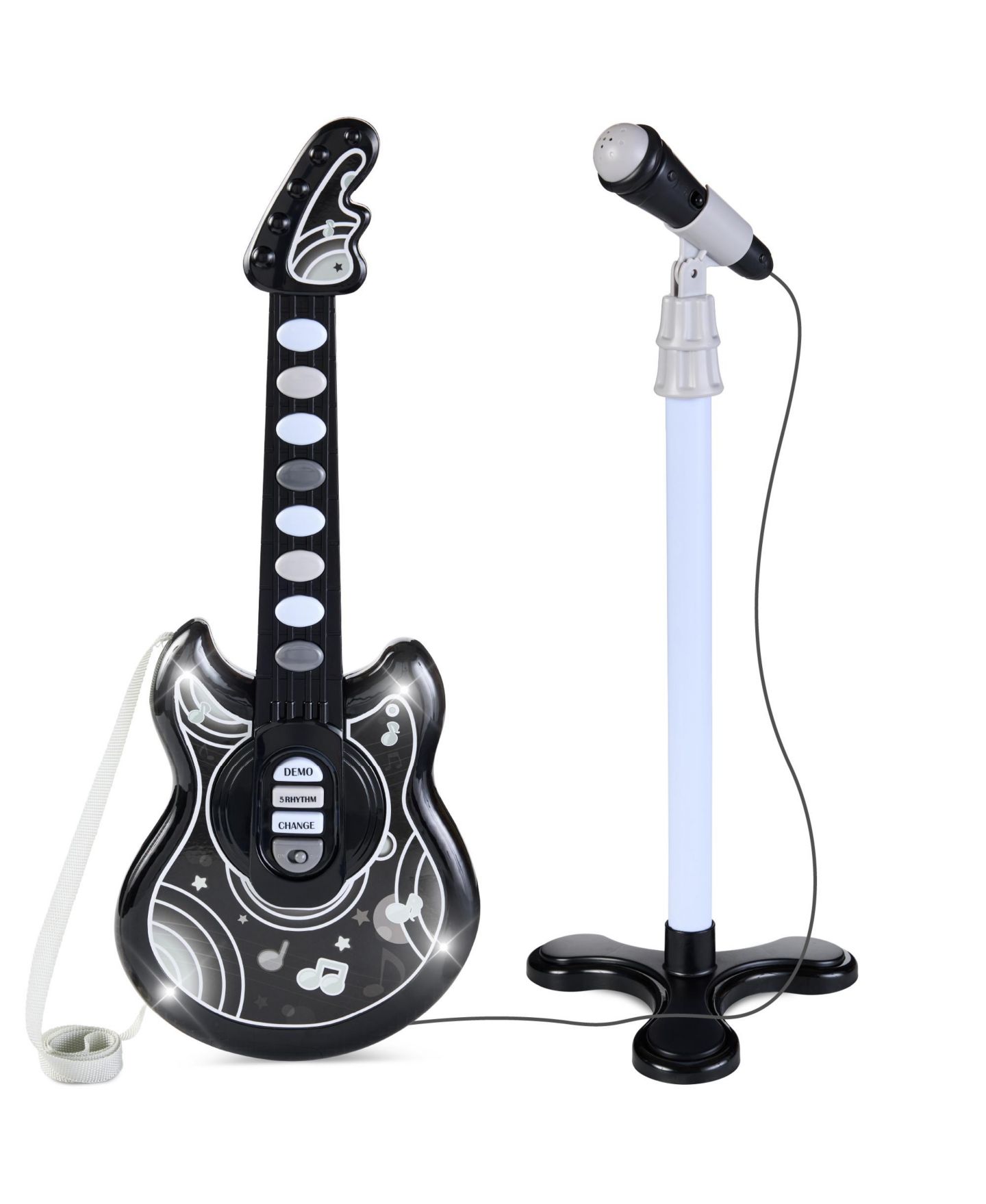 Детская игрушка Best Choice Products Musical Guitar with Microphone 5-Piece Playset, Ages 3+, цвет: Чёрный — фото 1