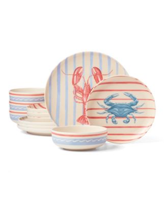 24 Seven Melamine Wharfside 12-Piece Dinnerware Set, Service For 4