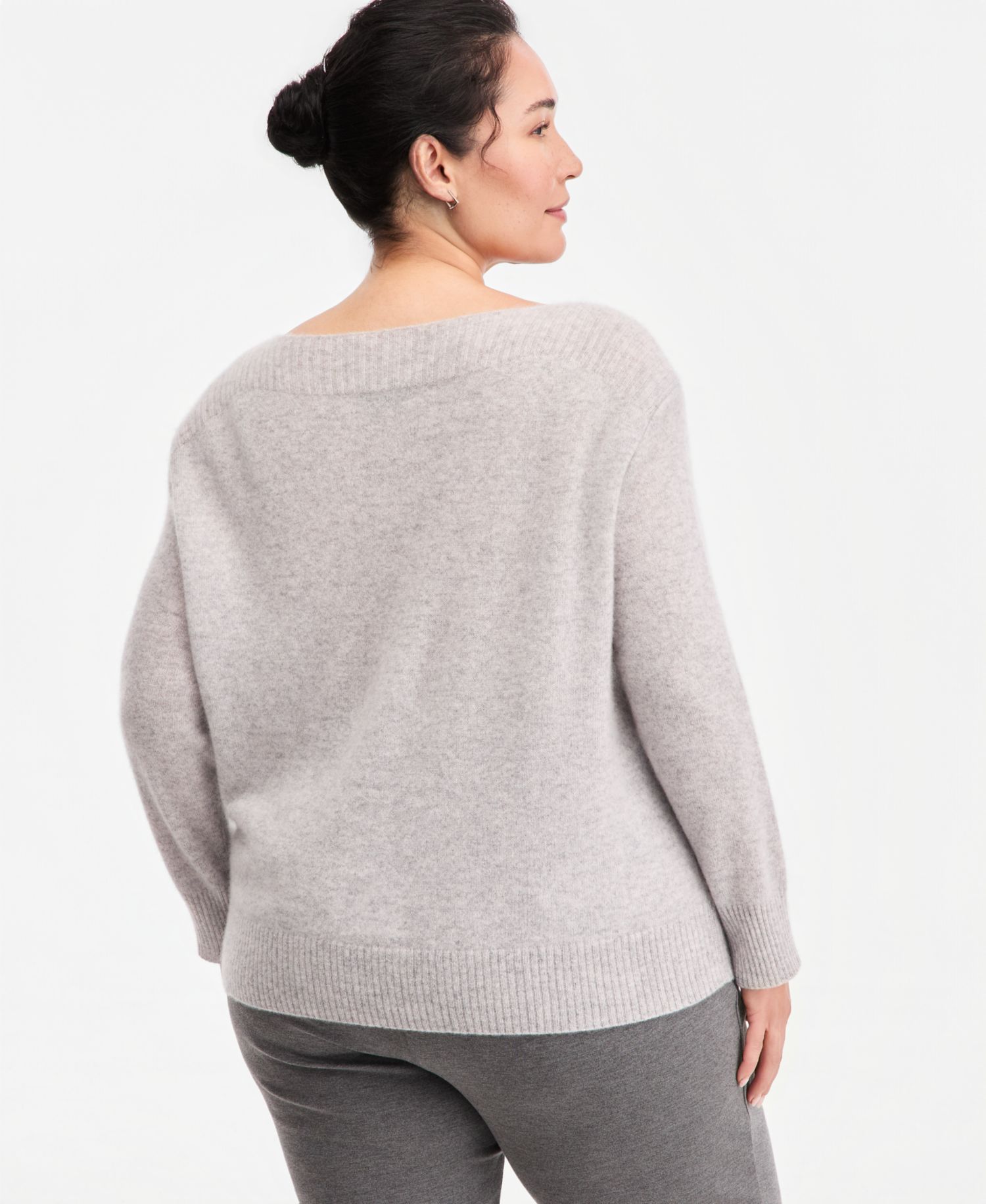 Plus Size 100% Cashmere Boat-Neck Sweater