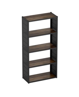5-Shelf Heavy-Duty Adjustable Garage Storage Shelving with Side Pegboards, Black (35 in. W x 71.1 in. H x 15.7 in. D