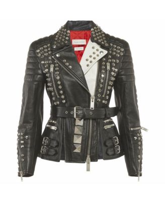 Women's Leather Studded Biker Jacket