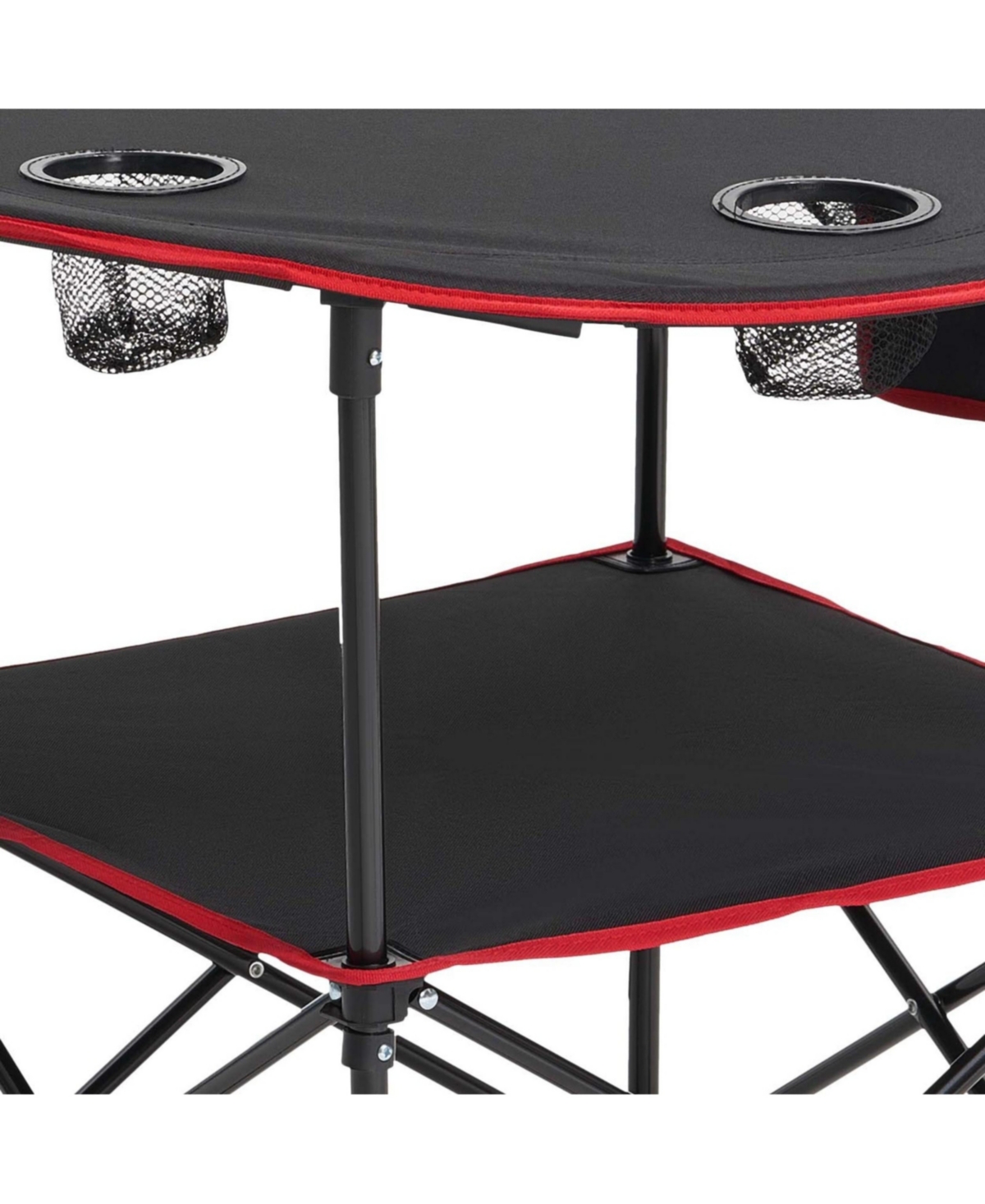 Yiortwo Folding Portable Camping Table Outdoor Picnic Round Table with 4 Cup Holders Storage Shelf and Side Pocket