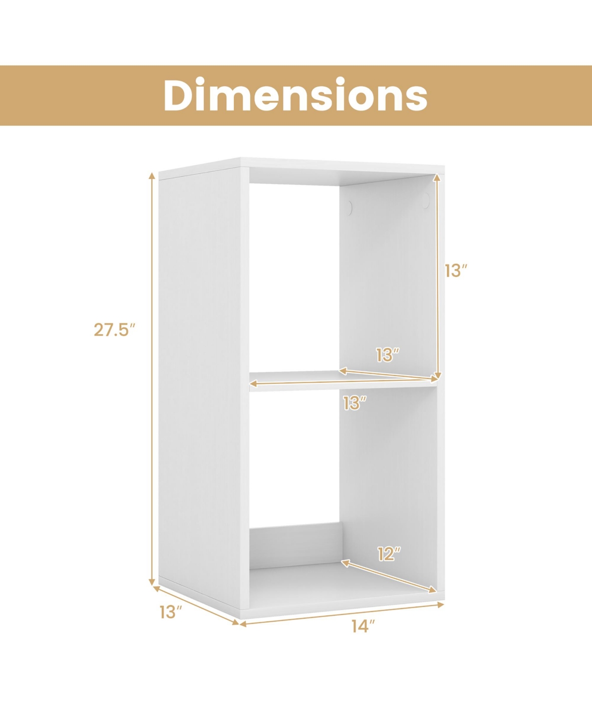 Gymax Cube Bookshelf Modern Vertical Bookcase with Back Guardrail and Anti Tipping Kits