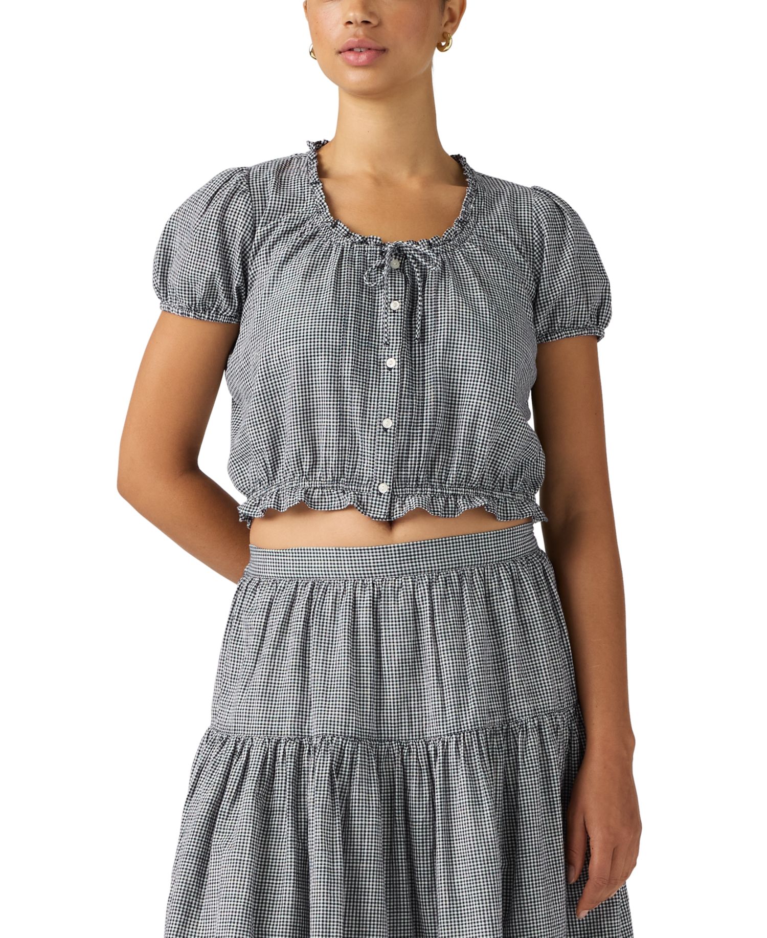 Plus Size Chiara Front Button Short-Sleeve Blouse