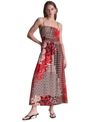 Women's Printed Square Neck Sleeveless Dress