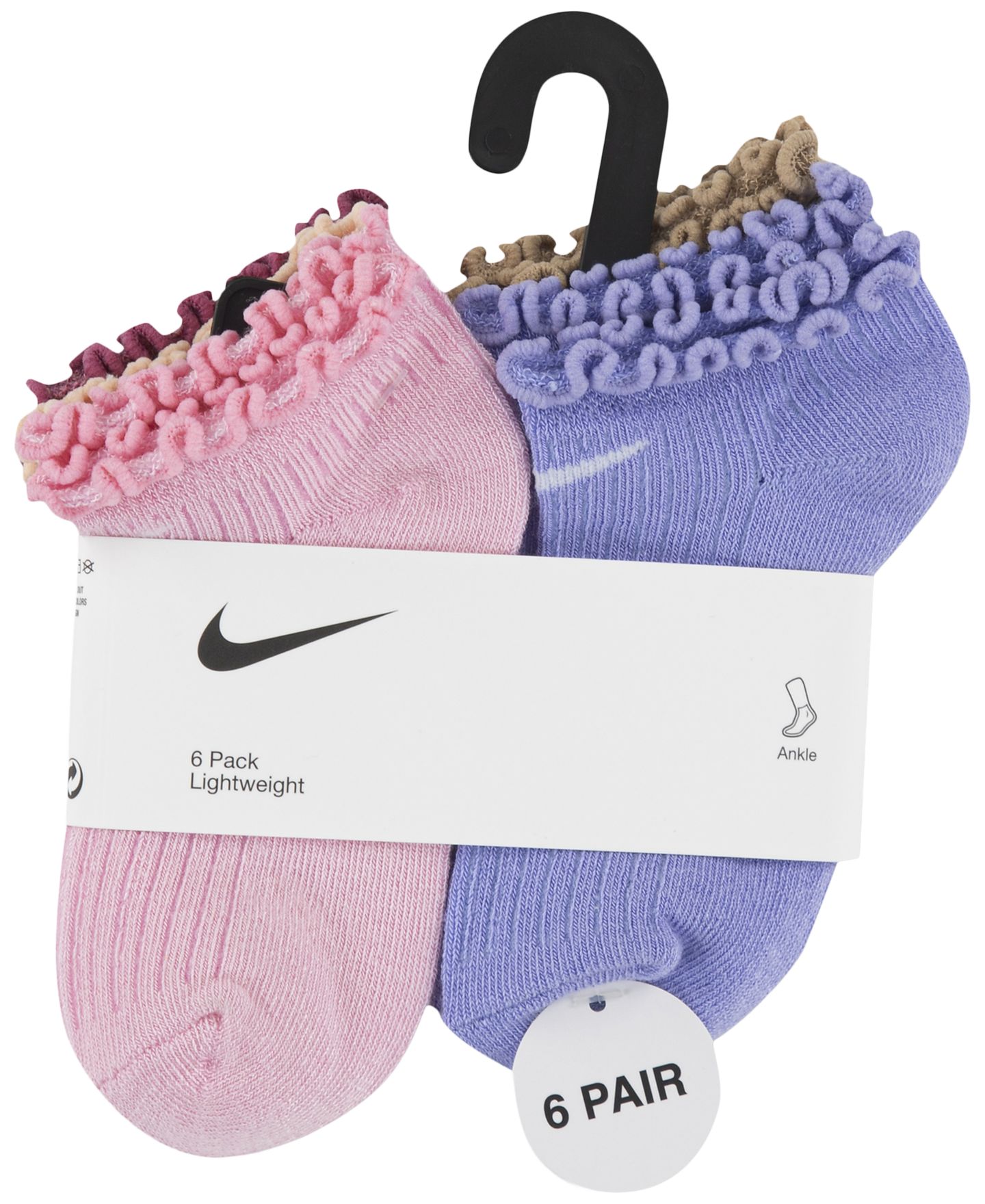 Детские носки-невидимки Nike Lettuce Welt, набор из 6 пар, 4-7, цвет: Средний мягкий розовый — фото 3