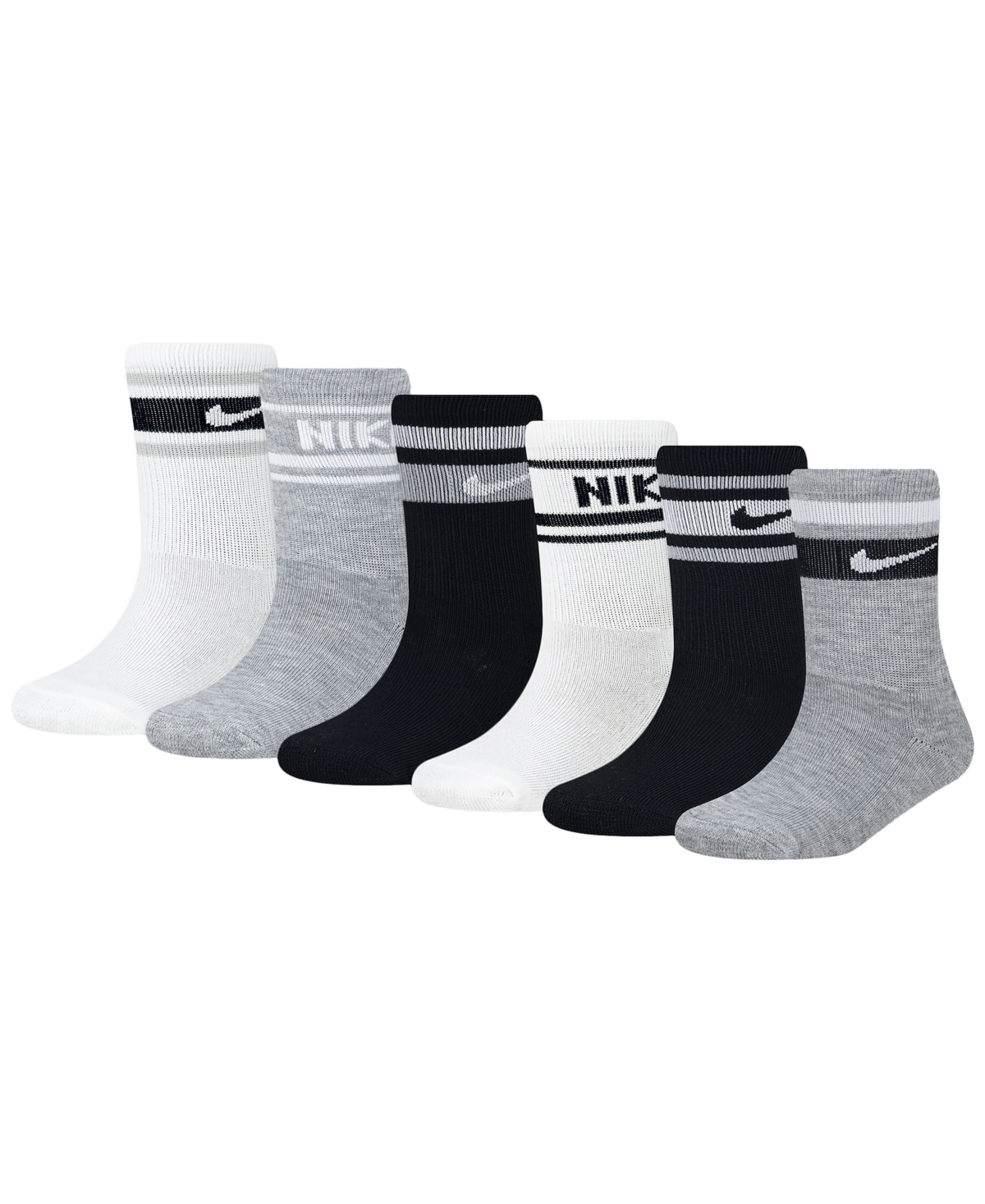 Nike Kids' Boys' And Girls' 4-7 Varsity Cushioned Crew Socks, 6-pack In Gray