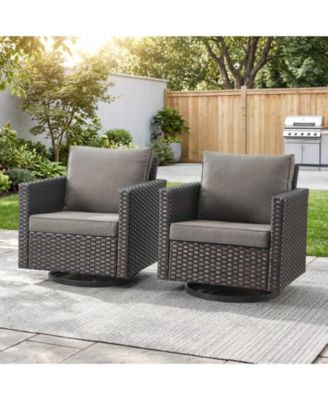 Patio Chairs Wicker Swivel Rocker Set of 2 Heavy Duty Patio Furniture Set Wicker Outdoor Swivel Rocking Chairs
