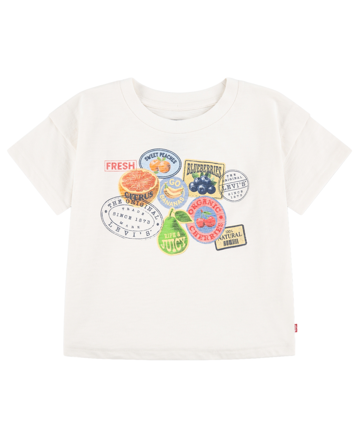 Levi's Girls' 4-6X Fruit Sticker Short-Sleeve T-Shirt