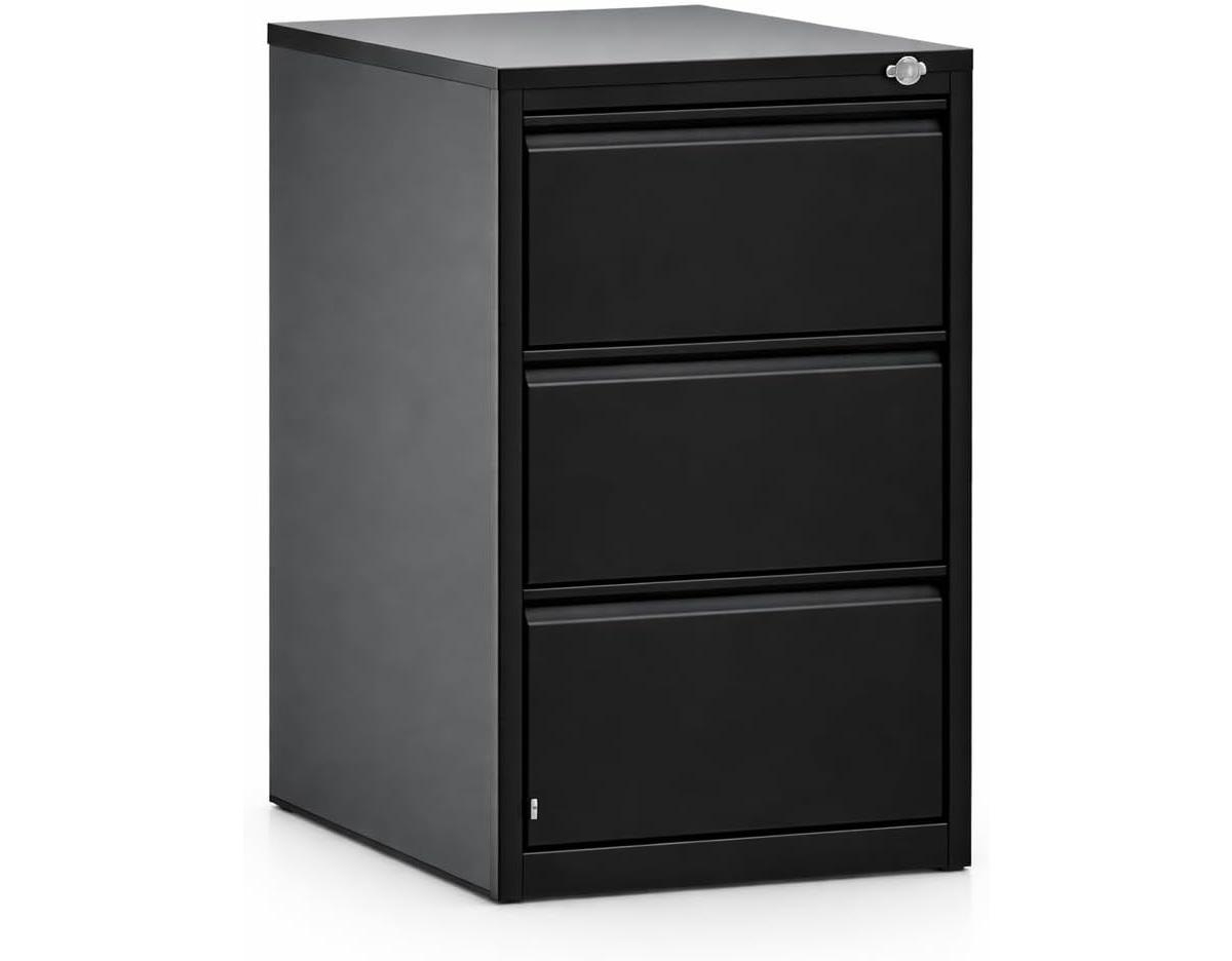 gaomon Lockable Side-Pull Filing Cabinet, 3-Drawer Metal Filing Cabinet, Office Storage Cabinet, Steel File Organizer, Suitable for Letterhead
