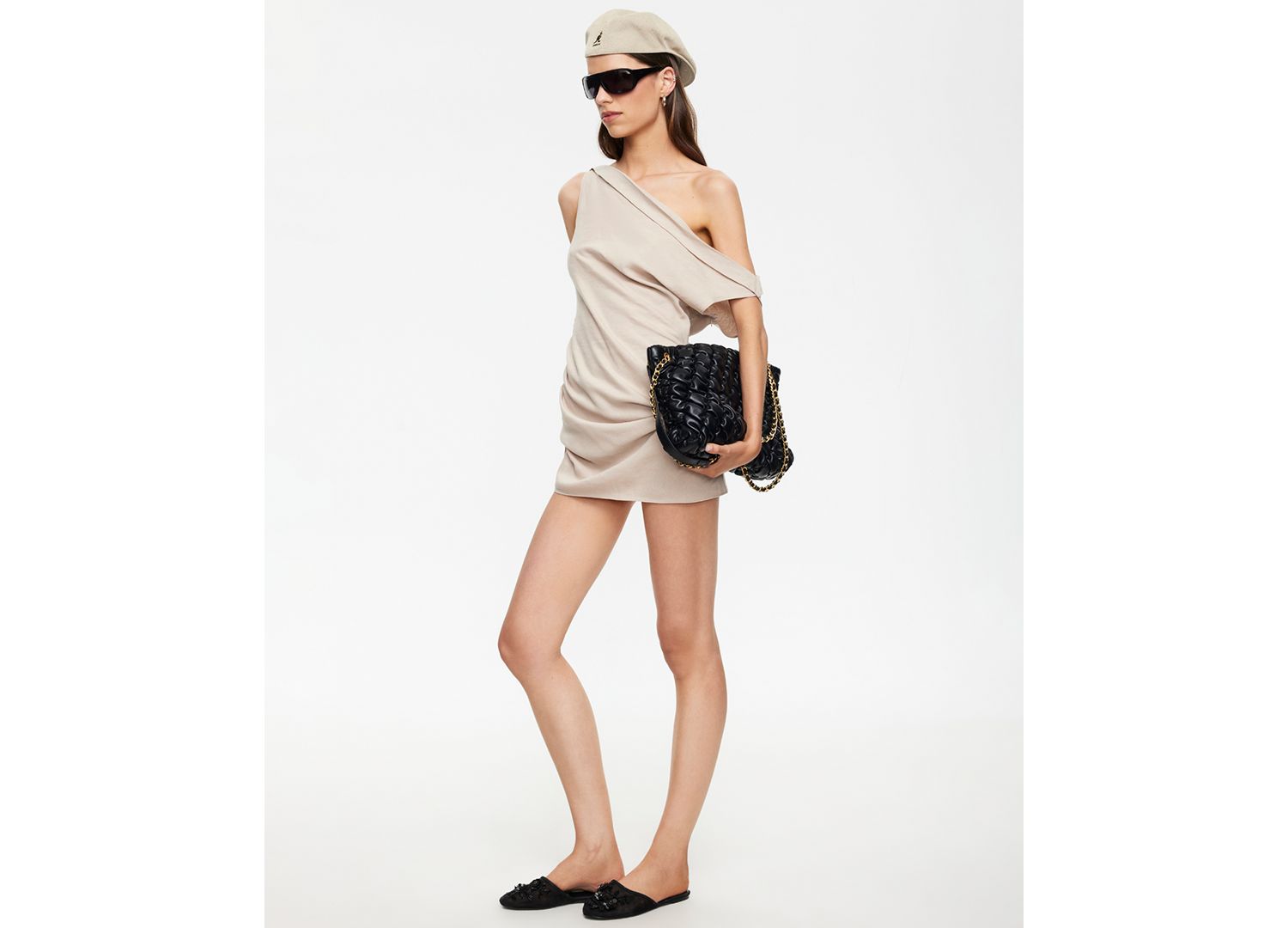 Women's Linen Asymmetric One-Shoulder Mini Dress