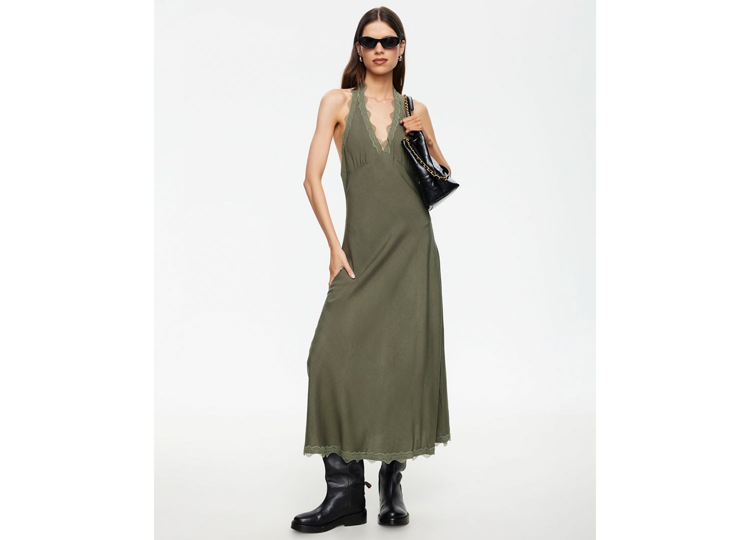 Women's Linen Sleeveless Halter Dress