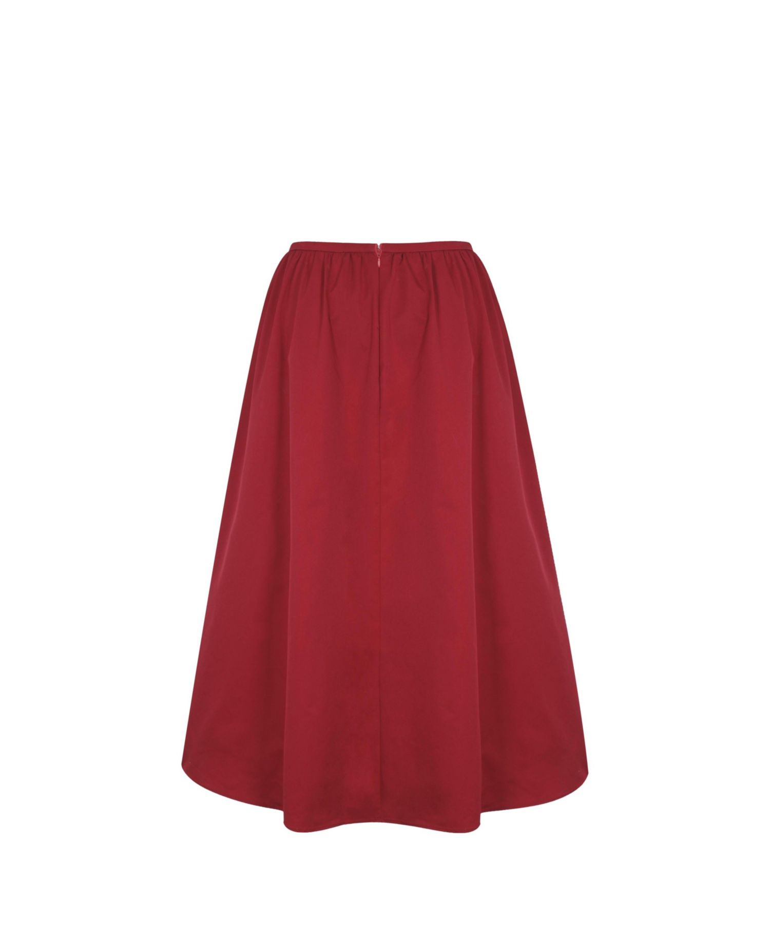 Women's Ursel Crimson Gathered A-Line Midi Skirt
