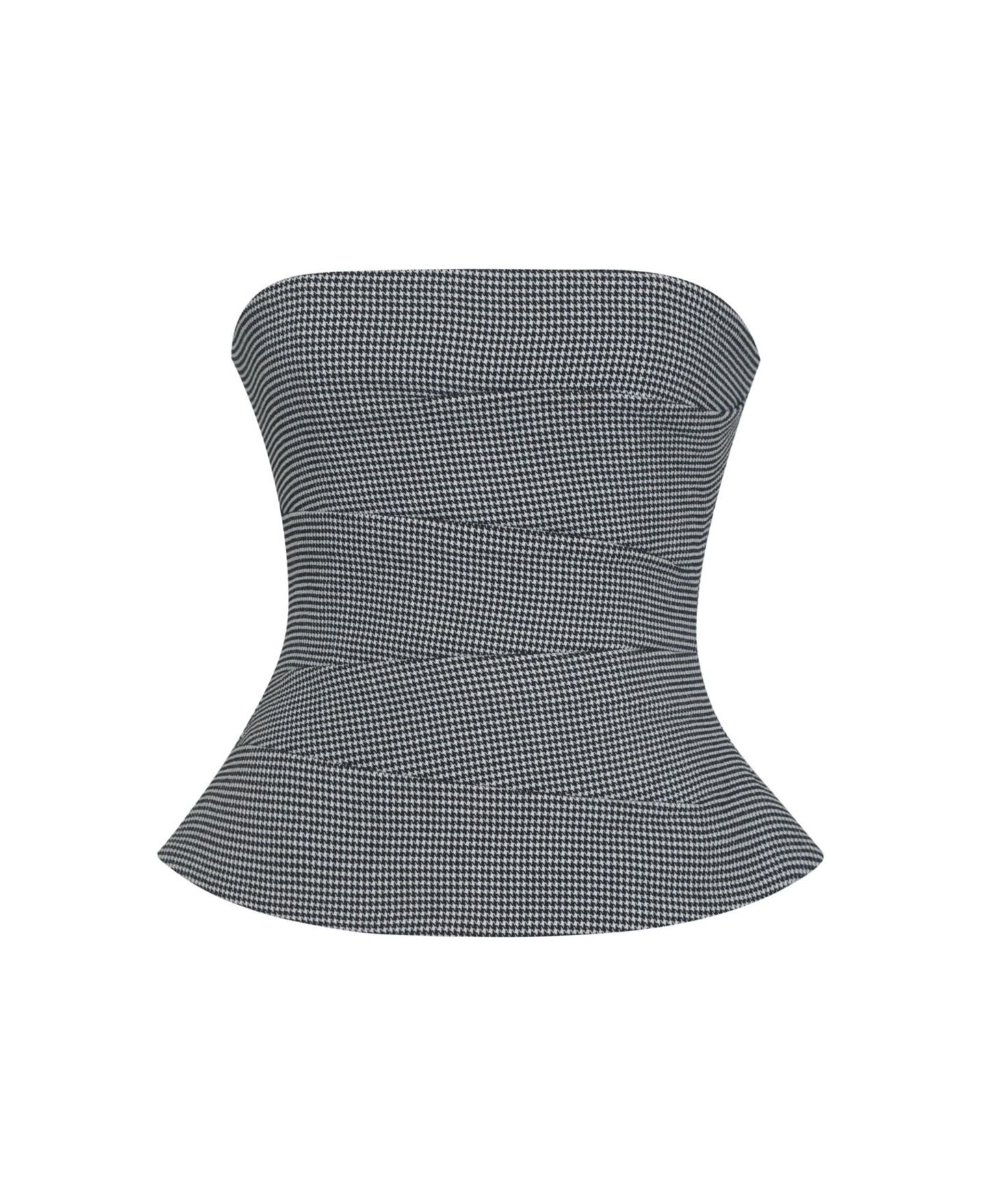 Женский топ Miss Circle Ulla Micro-Houndstooth Strapless Peplum, цвет: Серый — фото 8