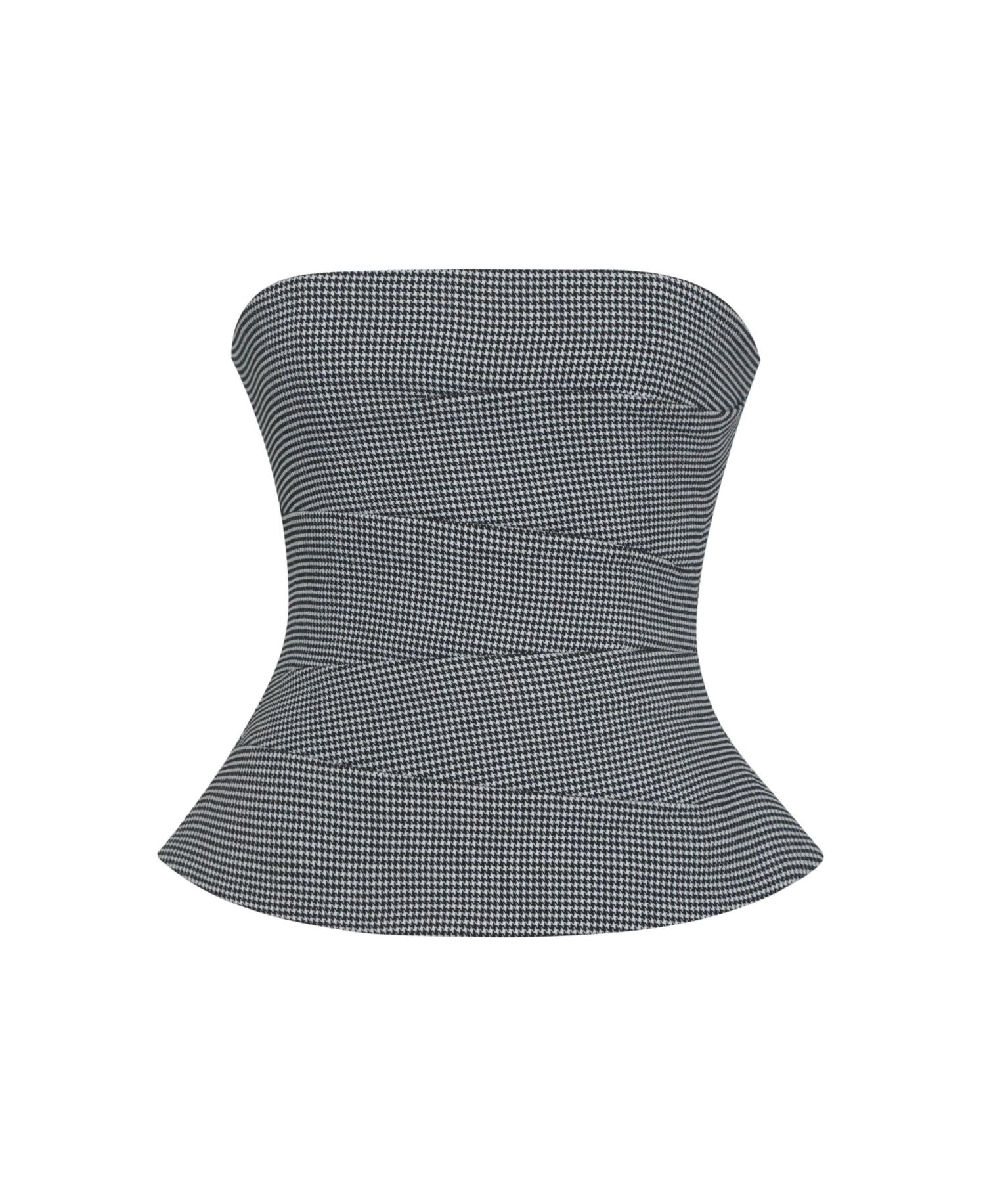 Women's Ulla Micro-Houndstooth Strapless Peplum Top