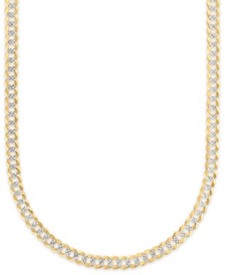 Men's Pave Diamond-Cut Curb Link Chain Necklace in 14k Two-Tone Gold Over Sterling Silver