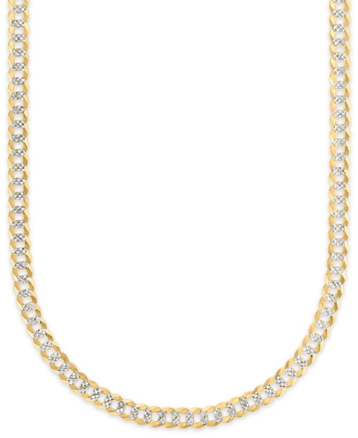 Men's Pave Diamond-Cut Curb Link Chain Necklace in 14k Two-Tone Gold Over