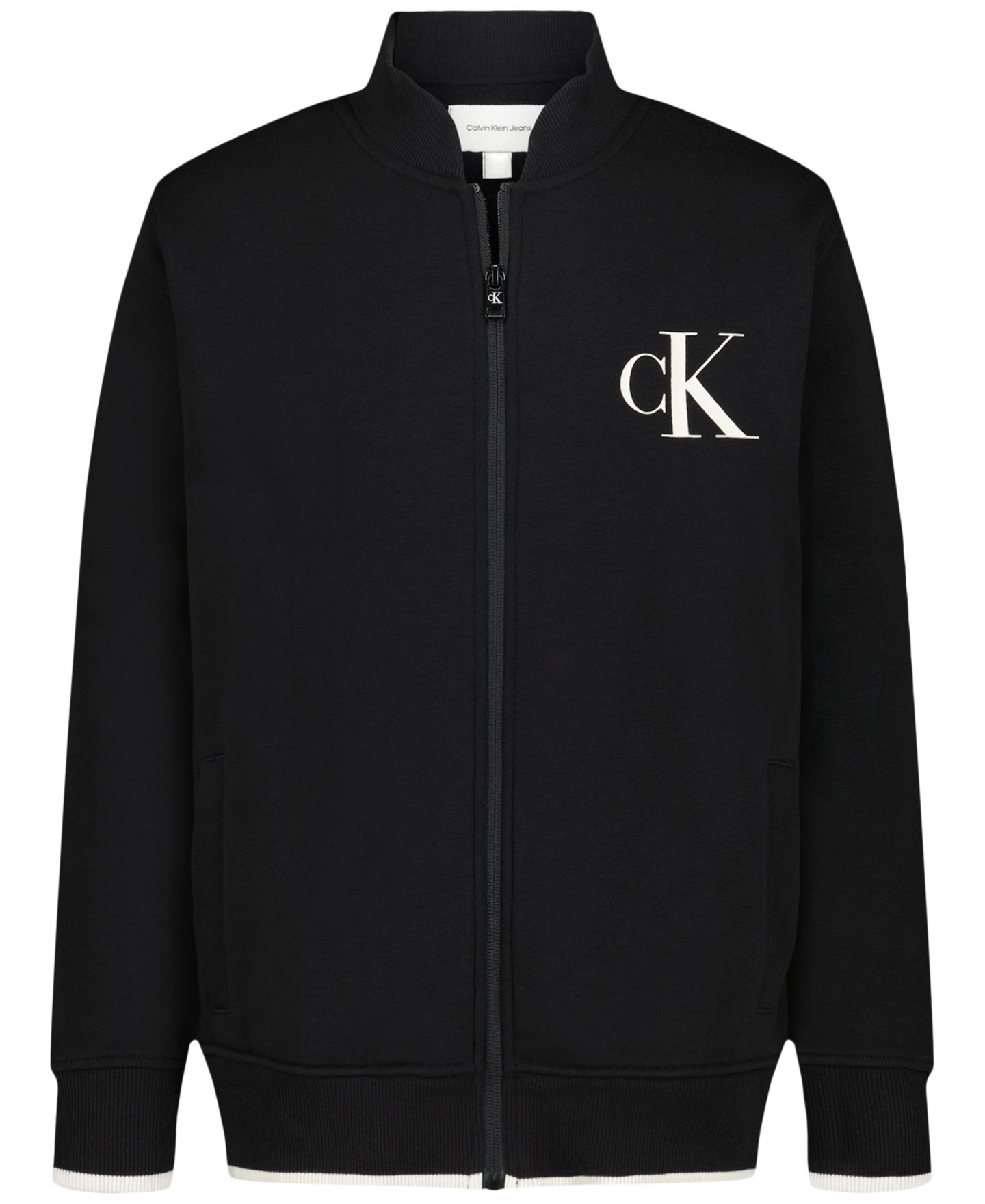 Толстовка Calvin Klein Long-Sleeve Bomber для мальчиков, цвет: Чёрный — фото 5
