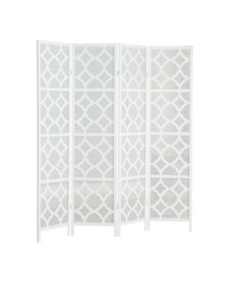 4-Panel Room Divider with Quatrefoil Diamond Design Folding Decorative Screen for Indoor Use