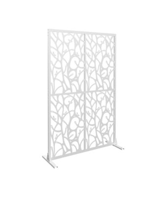 Metal Privacy Screen 3.8ft x 6ft Outdoor Indoor Freestanding Divider with Bird Shape Design