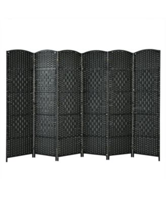 6-Foot 6-Panel Folding Fiber Room Divider Screen with Woven Texture