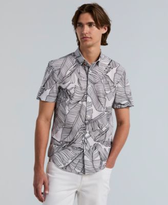 Men's Slim-Fit Botanical Print Shirt